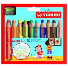 STABILO Цветные карандаши Woody 3 in 1 10 цветов (880/10-2)