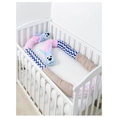 Pillolu бортик в кроватку Зайка 355 см синий/розовый/коричневый