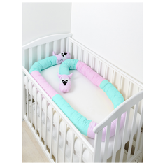 Pillolu бортик в кроватку Сова 355 см мята/сирень