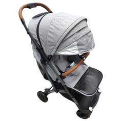 Прогулочная коляска Yoya Plus 4 2020 (дожд., москит., подстак., бампер, сумка-чехол, корзина д/покупок, ремешок на руку, накидка на ножки) серый/черная рама , цвет шасси: черный