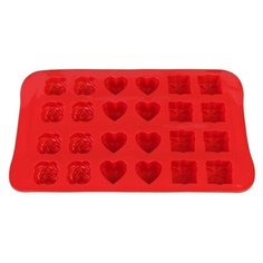 Форма для льда Elan gallery Микс, 24 ячейки красный