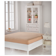 Простыня KARNA Acelya трикотажная на резинке 160 x 200 см кофейный