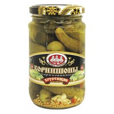 Корнишоны маринованные хрустящие Скатерть-самобранка стеклянная банка 350 г 370 мл