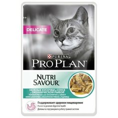 Корм для кошек Purina Pro Plan Nutrisavour Delicate при чувствительном пищеварении, с океанической рыбой 85 г (кусочки в соусе)