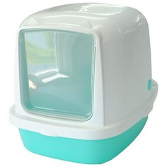 Туалет-домик для кошек Homecat 3519974/3519967/3519967_зеленый/3519950/3519943 53х39х48 см бирюзовый 1 шт.