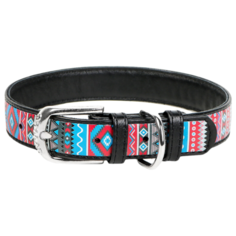 Ошейник WAU DOG Printed Leather 21-29 см этно/черный