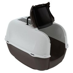 Туалет-домик для кошек Ferplast Prima Cabrio 52.5х39.5х38 см коричневый/белый