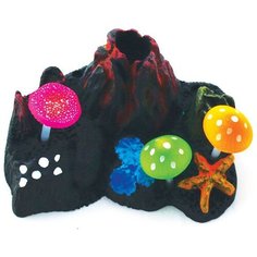 Фигурка с подсветкой для аквариума Jelly-fish Вулкан подводный 7х6х9 см черный/разноцветный