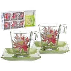 Чайный сервиз Luminarc Water Flower 220мл E8131 прозрачный/зеленый/красный