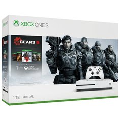 Игровая приставка Microsoft Xbox One S 1 ТБ белый + Gears 5 + Gears of War Ultimate Edition + Gears of War 2, 3, 4 + XboxLiveGold 1мес