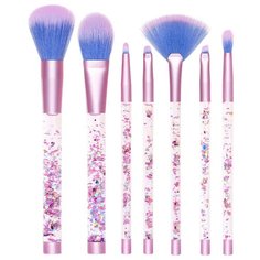 Набор кистей Lime Crime Aquarium Liquid Glitter Makeup Brush Set & Pouch, 7 шт. розовый/сиреневый