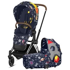 Универсальная коляска Cybex Priam III Koi/Rebellious/Anna K/Birds of Paradise/JS (2 в 1) space rocket by Anna K/chrome/brown, цвет шасси: серебристый