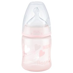 NUK First Choice Plus Baby Rose&Blue бутылочка полипропиленовая с соской из силикона, 150 мл с рождения, зайчик