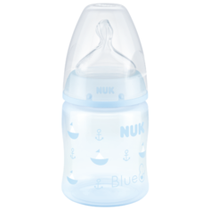 NUK First Choice Plus Baby Rose&Blue бутылочка полипропиленовая с соской из силикона, 150 мл с рождения, лодки