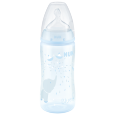 NUK First Choice Plus Baby Rose&Blue бутылочка полипропиленовая с соской из силикона, 300 мл с рождения, слоник