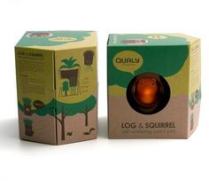 Горшок самополивающийся Log&Squirrel коричневый-зеленый Qualy
