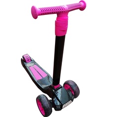 Самокат детский Scooter Hummer на широких колесах с музыкой черный с розовым
