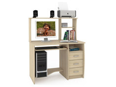 Компьютерный стол с надстройкой и ящиками Mobi Комфорт 4 СКР Дуб Сонома
