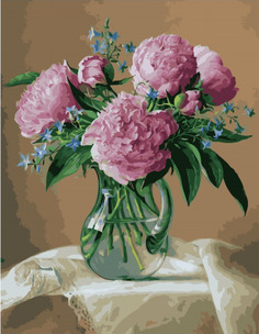 Картина по номерам Paintboy GX 32197 Пионы в стекляной вазе 40*50