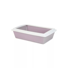 Лоток для кошек Beeztees, с бортиком, светло-розовый, 40x30x10 см