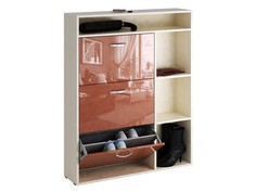 Обувница MFMaster Милан-22 МСТ-ОДМ-22 90х22,2х123,2см, дуб молочный/терракотовый глянец МФ Мастер