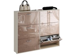 Обувница MFMaster Милан-30 МСТ-ОДМ-30 118,6х22,3х109,6см, дуб молочный/капучино глянец МФ Мастер