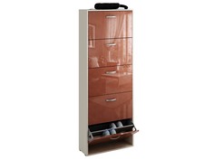 Обувница MFMaster Милан-28 МСТ-ОДМ-28 60х22,2х180см, дуб молочный/терракотовый глянец МФ Мастер