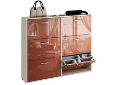Обувница MFMaster Милан-30 МСТ-ОДМ-30 118,6х22,3х109,6см, дуб молочный/терракотовый глянец МФ Мастер