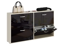 Обувница MFMaster Милан-29 МСТ-ОДМ-29 118,4х22,2х74,5см, дуб молочный/черный глянец МФ Мастер
