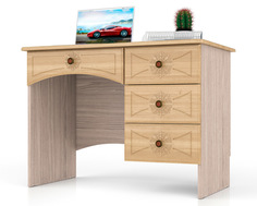 Стол письменный однотумбовый с 4 ящиками Мебельный Двор Онега МД-1-06 лён 102х59х75