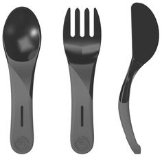 Набор столовых приборов Twistshake Learn Cutlery, черный