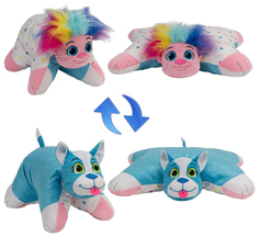 Мягкие игрушки-подушки 1TOY Т12041 2 в 1 вывернушка радужный тролль блестящий щенок