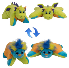 Мягкие игрушки-подушки 1TOY Т12044 2 в 1 вывернушка разноцветный тролль салатовый дракон