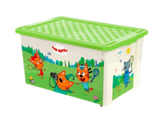 Ящик для хранения "Три кота", 57 л, зелёный Little Angel