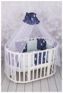 Комплект в кроватку 18 предметов (6+12 бортиков) AmaroBaby ЛИСИЧКИ (синий)