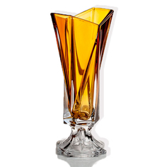 Ваза на ножке Crystalite Bohemia Оригами 40,5см, амбер