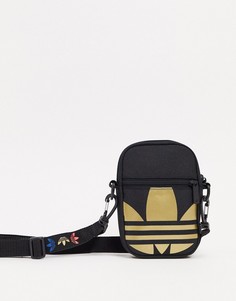Черная сумка с большим логотипом-трилистником adidas Originals-Черный