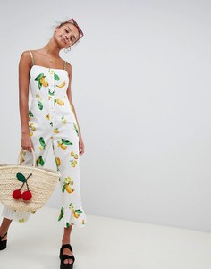 Хлопковый комбинезон с оборками и квадратным вырезом ASOS DESIGN-Мульти