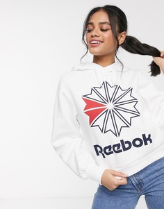 Белое флисовое худи с логотипом Reebok Classic-Белый