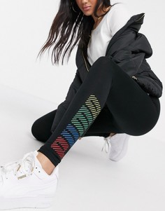 Черные леггинсы с разноцветным логотипом Puma-Черный