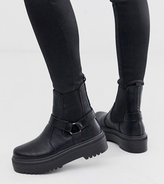 Черные ботинки челси для широкой стопы на массивной подошве ASOS DESIGN - Audio-Черный
