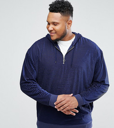 Велюровый oversize-худи в полоску с молнией ASOS DESIGN Plus-Темно-синий