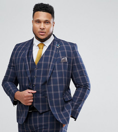 Синий приталенный пиджак в клетку Harry Brown PLUS-Темно-синий
