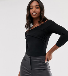 Боди черного цвета с перекрестной отделкой спереди ASOS DESIGN Tall-Черный