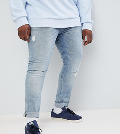 Светлые супероблегающие джинсы с потертостями ASOS DESIGN Plus-Синий