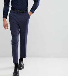 Темно-синие фактурные зауженные брюки с добавлением шерсти ASOS TALL-Темно-синий
