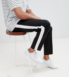 Черные укороченные брюки узкого кроя с полосой по бокам ASOS DESIGN Tall-Черный