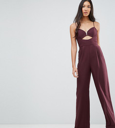 Комбинезон с вырезом и широкими штанинами ASOS TALL Tailored-Фиолетовый