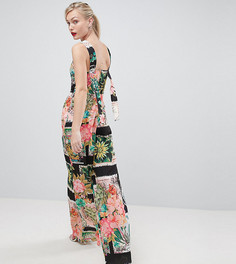 Комбинезон с квадратным вырезом и принтом почтовых открыток ASOS TALL-Мульти