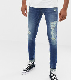 Темные джинсы скинни с рваной отделкой Blend-Синий